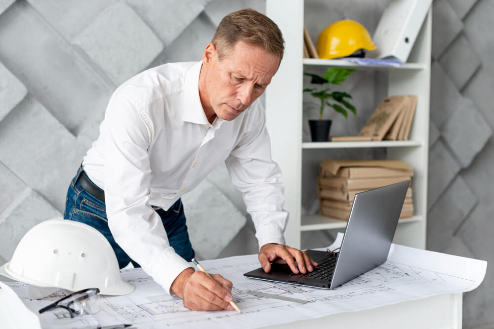 Construction professional using IT support services in Dallas, ensuring seamless technology and business efficiency.