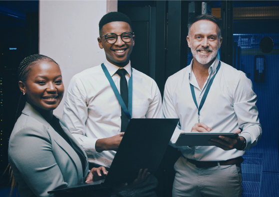 Cybersecurity professionals collaborating in a secure data center – Mentis Group